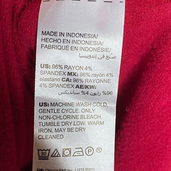 Chicos Zenergy Womens Size 4/XXL Red Cowl Neck Tunic Top Long Sleeve Chico's - Picture 9 of 9